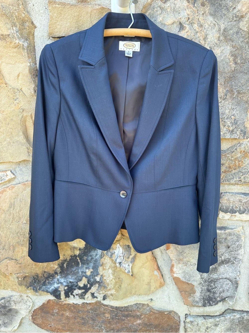 Talbots Navy Wool Single-Button Women's Blazer 6 Petite Tailored Professional